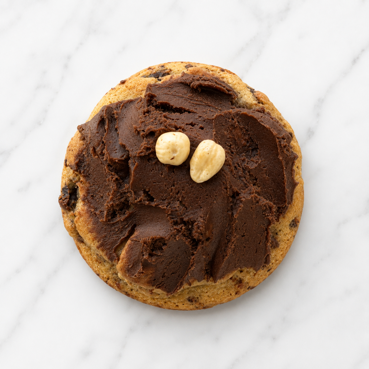 Chocolate cookie with nuts and and cream